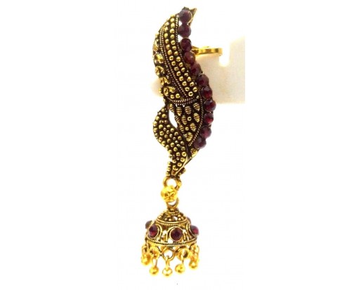 EAR CUFF Golden Oxidized Earring Jhumka Jhumki Ethnic Jewelry Long Dangle E44